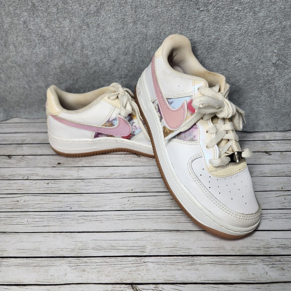 Nike Air Force 1 Shoes Womens Size 6 White Pink Floral Pattern Tulip Sneaker Low